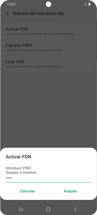 Introduce el código PIN2 y pulsa Aceptar. Introduce el código PIN2 y pulsa Aceptar.