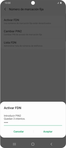 Introduce el código PIN2 y pulsa Aceptar. Introduce el código PIN2 y pulsa Aceptar.