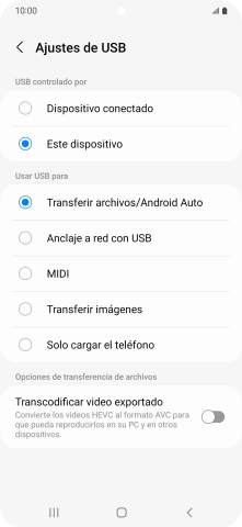 Pulsa Transferir archivos/Android Auto. Pulsa Transferir archivos/Android Auto.