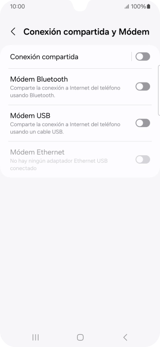 Pulsa Conexión compartida. Pulsa Conexión compartida.