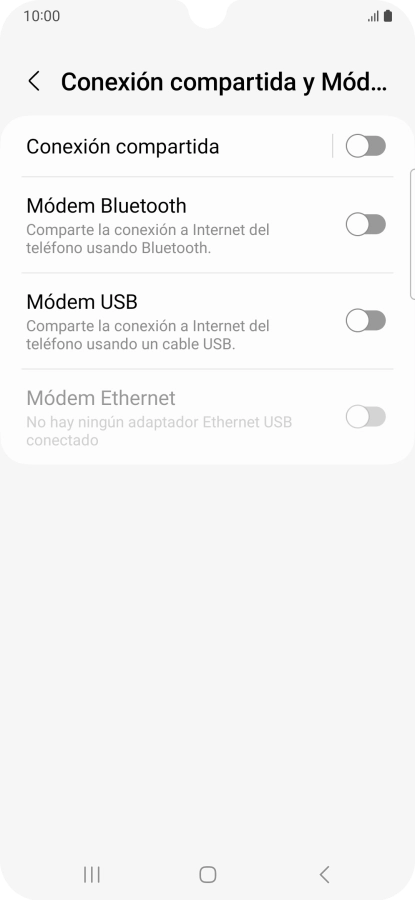 Pulsa Conexión compartida. Pulsa Conexión compartida.