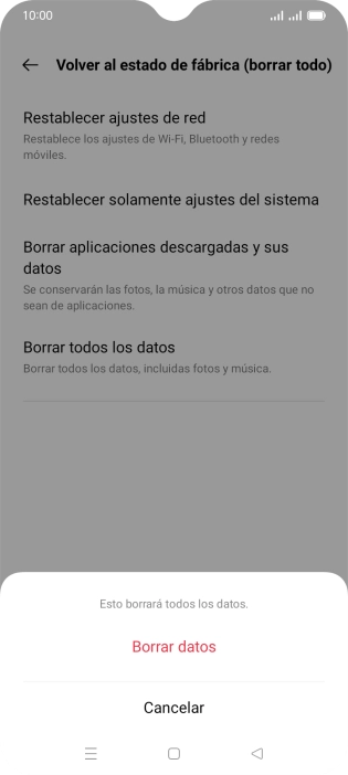 Pulsa Borrar datos. Pulsa Borrar datos.