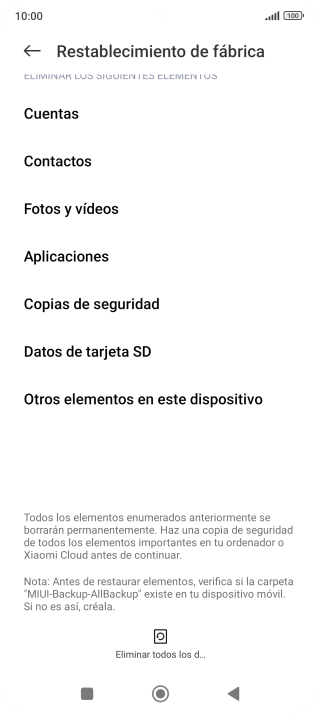 Pulsa Eliminar todos los d.... Pulsa Eliminar todos los d....