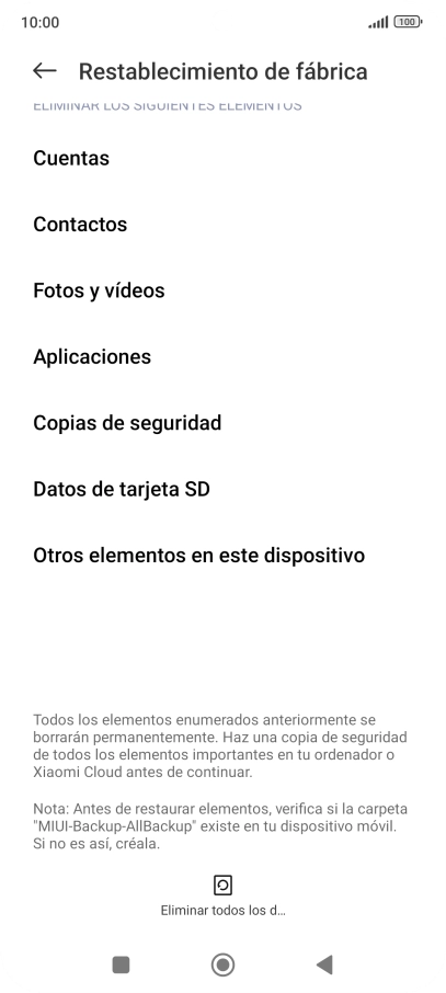 Pulsa Eliminar todos los d.... Pulsa Eliminar todos los d....