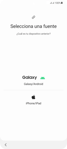 Pulsa el ajuste deseado y sigue las instrucciones de la pantalla para transferir el contenido del otro teléfono. Pulsa el ajuste deseado y sigue las instrucciones de la pantalla para transferir el contenido del otro teléfono.