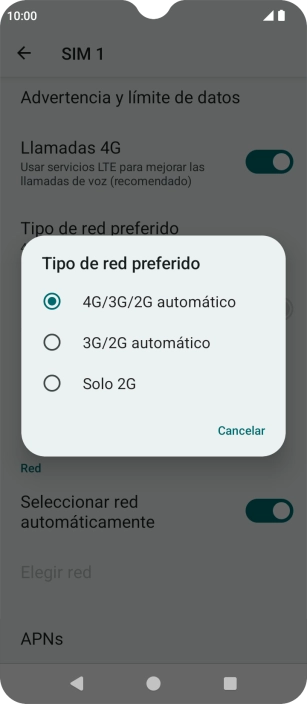 Pulsa el tipo de red deseado. Pulsa el tipo de red deseado.