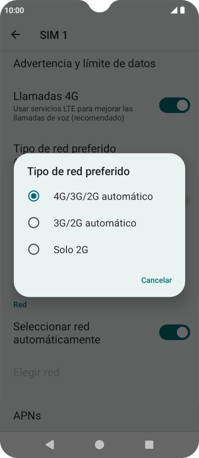Pulsa el tipo de red deseado. Pulsa el tipo de red deseado.