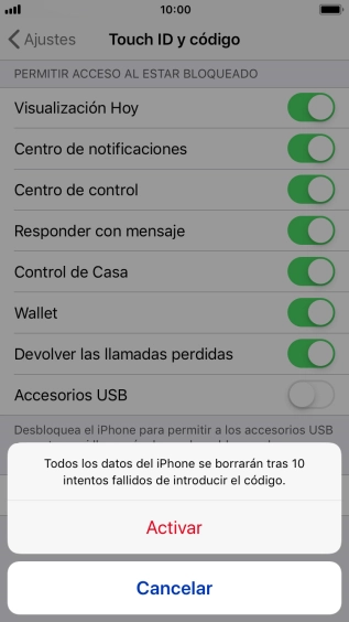 Si activas la función, pulsa Activar. Si activas la función, pulsa Activar.