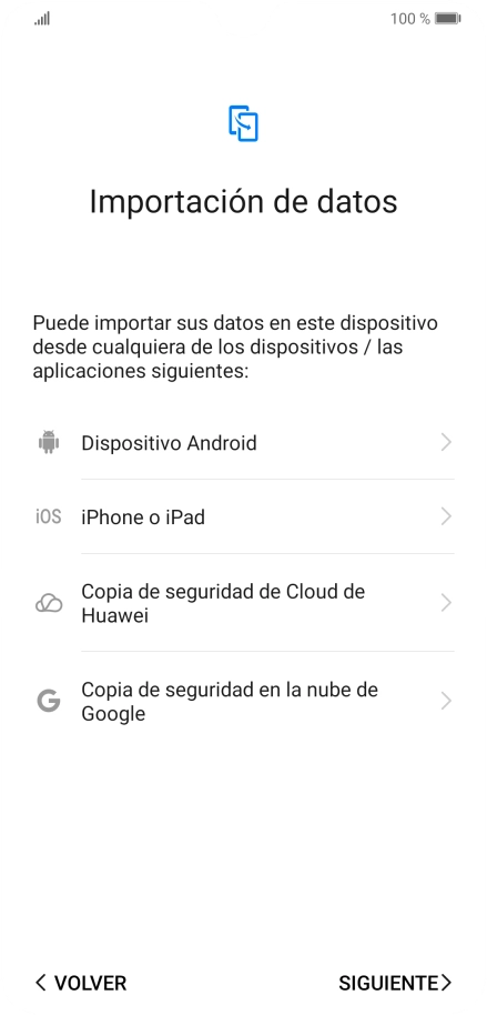 Puedes transferir el contenido de otro teléfono cuando activas tu teléfono por primera vez y cuando lo has restablecido. Cuando aparezca en la pantalla del teléfono esta imagen, ya está listo para la transmisión del contenido del otro teléfono. Puedes transferir el contenido de otro teléfono cuando activas tu teléfono por primera vez y cuando lo has restablecido. Cuando aparezca en la pantalla del teléfono esta imagen, ya está listo para la transmisión del contenido del otro teléfono.
