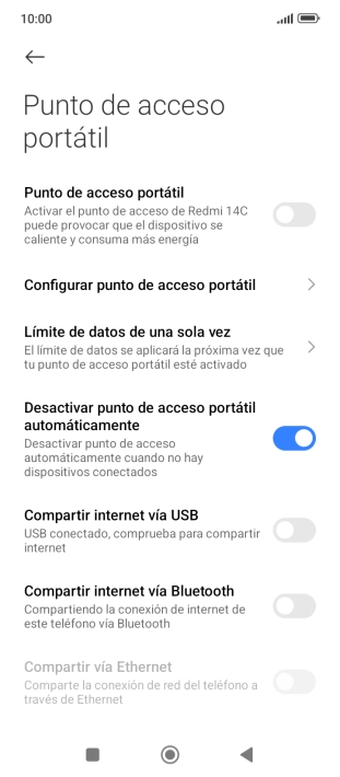 Pulsa Configurar punto de acceso portátil. Pulsa Configurar punto de acceso portátil.