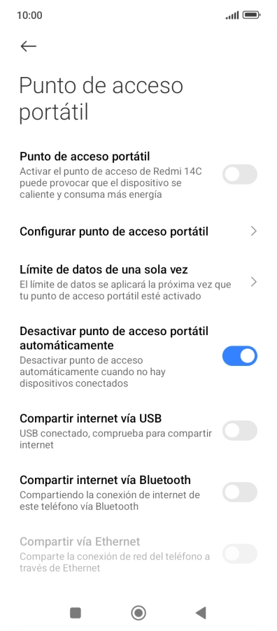 Pulsa Configurar punto de acceso portátil. Pulsa Configurar punto de acceso portátil.