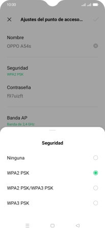 Pulsa WPA3 PSK para proteger la conexión wifi con una contraseña. Pulsa WPA3 PSK para proteger la conexión wifi con una contraseña.