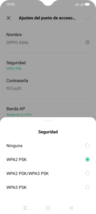 Pulsa WPA3 PSK para proteger la conexión wifi con una contraseña. Pulsa WPA3 PSK para proteger la conexión wifi con una contraseña.