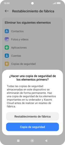 Pulsa Restablecimiento de fábrica. Pulsa Restablecimiento de fábrica.