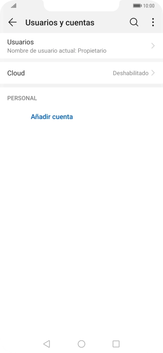 Pulsa Añadir cuenta. Pulsa Añadir cuenta.
