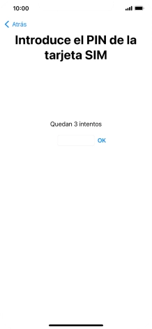 Si es necesario desbloquear la tarjeta SIM, introduce el código PIN y pulsa OK. Si es necesario desbloquear la tarjeta SIM, introduce el código PIN y pulsa OK.