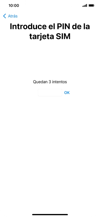 Si es necesario desbloquear la tarjeta SIM, introduce el código PIN y pulsa OK. Si es necesario desbloquear la tarjeta SIM, introduce el código PIN y pulsa OK.