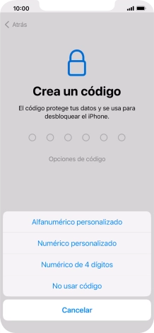 Sigue las indicaciones de la pantalla para activar el uso del código de seguridad o pulsa No usar código. Sigue las indicaciones de la pantalla para activar el uso del código de seguridad o pulsa No usar código.