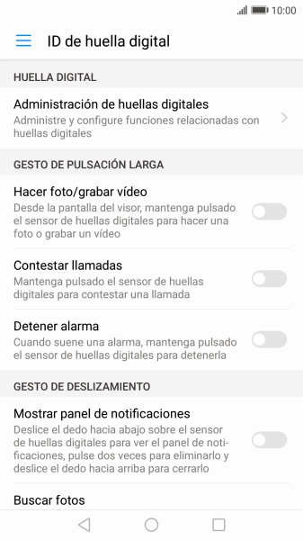 Pulsa Administración de huellas digitales. Pulsa Administración de huellas digitales.