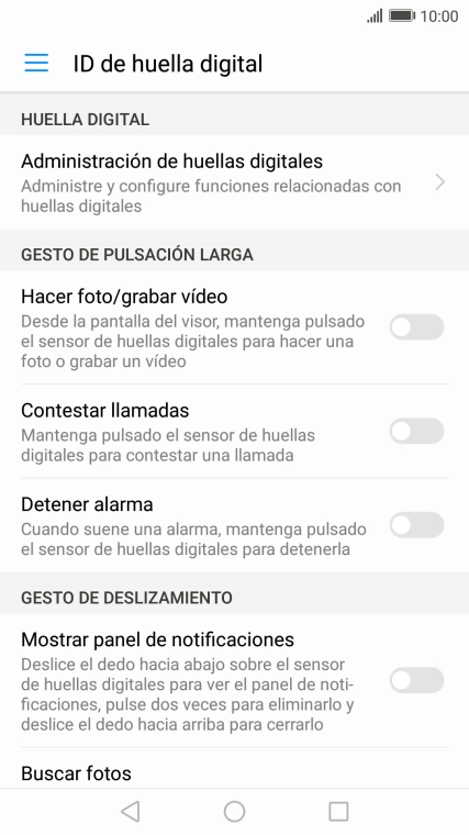 Pulsa Administración de huellas digitales. Pulsa Administración de huellas digitales.