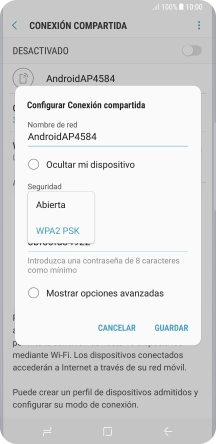 Pulsa WPA2 PSK para proteger la conexión wifi con una contraseña. Pulsa WPA2 PSK para proteger la conexión wifi con una contraseña.