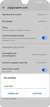 Introduce el nombre del remitente deseado y pulsa ACEPTAR. Introduce el nombre del remitente deseado y pulsa ACEPTAR.