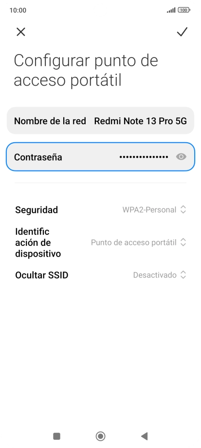 Pulsa Nombre de la red e introduce el nombre deseado de la conexión wifi Pulsa Nombre de la red e introduce el nombre deseado de la conexión wifi