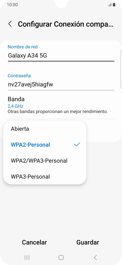 Pulsa WPA3-Personal para proteger la conexión wifi con una contraseña. Pulsa WPA3-Personal para proteger la conexión wifi con una contraseña.