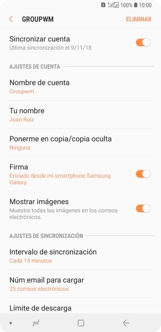 Pulsa Nombre de cuenta. Pulsa Nombre de cuenta.