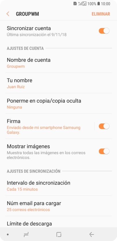 Pulsa Nombre de cuenta. Pulsa Nombre de cuenta.