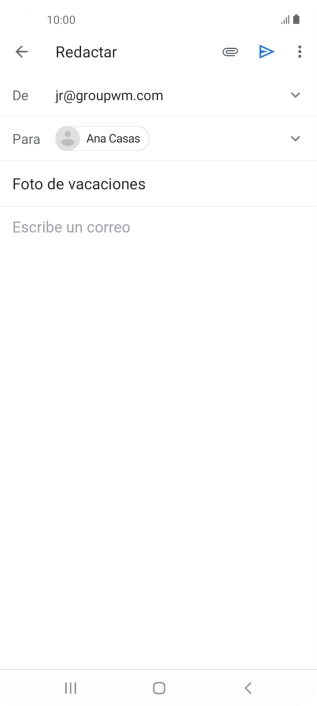 Pulsa en el campo de escritura y escribe el texto del correo electrónico. Pulsa en el campo de escritura y escribe el texto del correo electrónico.