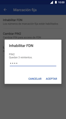 Introduce el código PIN2 y pulsa ACEPTAR. Introduce el código PIN2 y pulsa ACEPTAR.