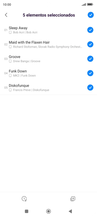 Pulsa los archivos de música deseados para seleccionarlos. Pulsa los archivos de música deseados para seleccionarlos.