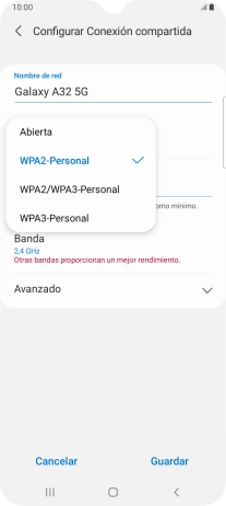 Pulsa WPA3-Personal para proteger la conexión wifi con una contraseña. Pulsa WPA3-Personal para proteger la conexión wifi con una contraseña.