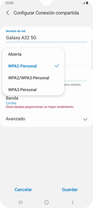 Pulsa WPA3-Personal para proteger la conexión wifi con una contraseña. Pulsa WPA3-Personal para proteger la conexión wifi con una contraseña.