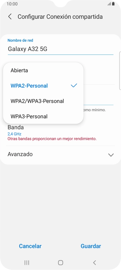 Pulsa WPA3-Personal para proteger la conexión wifi con una contraseña. Pulsa WPA3-Personal para proteger la conexión wifi con una contraseña.