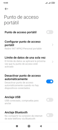Pulsa Configurar punto de acceso portátil. Pulsa Configurar punto de acceso portátil.