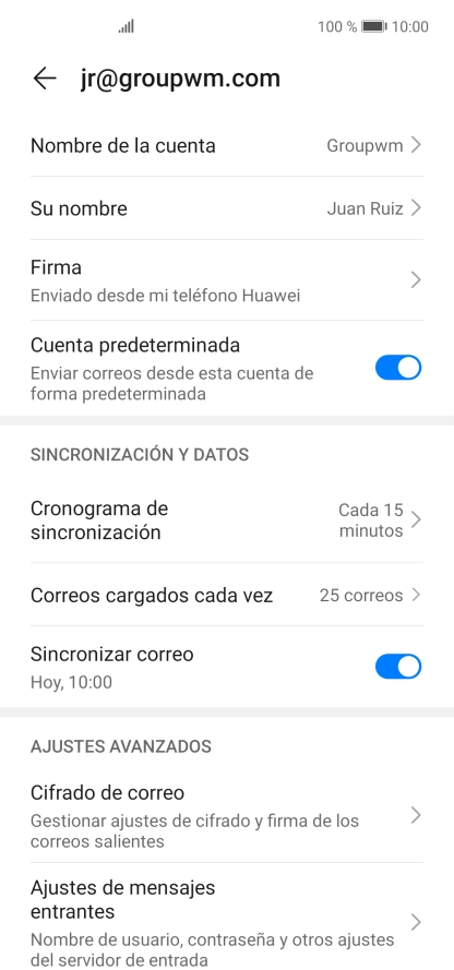 Pulsa Nombre de la cuenta. Pulsa Nombre de la cuenta.