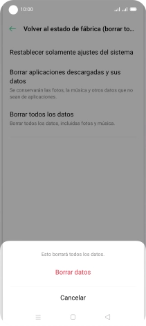 Pulsa Borrar datos. Pulsa Borrar datos.