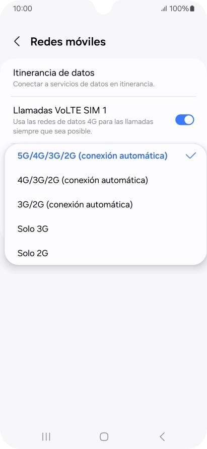 Pulsa el tipo de red deseado. Pulsa el tipo de red deseado.