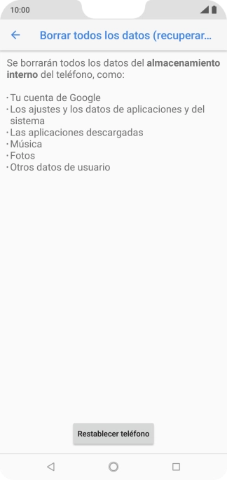 Pulsa Restablecer teléfono. Pulsa Restablecer teléfono.
