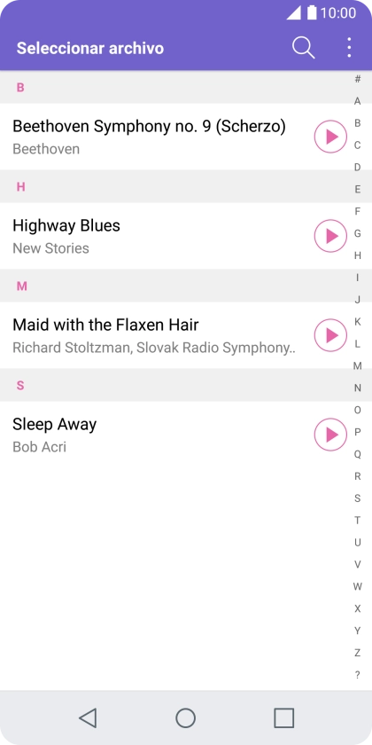 Pulsa el icono de reproducción junto al timbre de llamada deseado para escucharlo. Pulsa el icono de reproducción junto al timbre de llamada deseado para escucharlo.