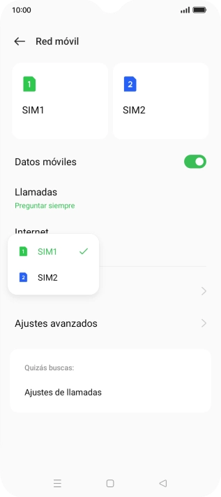 Pulsa la tarjeta SIM deseada. Pulsa la tarjeta SIM deseada.