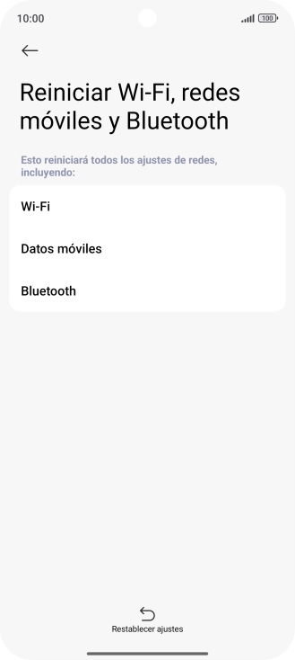 Pulsa Restablecer ajustes. Pulsa Restablecer ajustes.