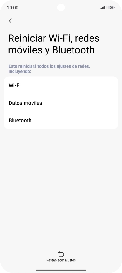 Pulsa Restablecer ajustes. Pulsa Restablecer ajustes.