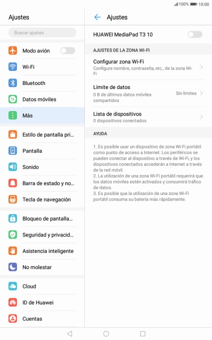 Pulsa Configurar zona Wi-Fi. Pulsa Configurar zona Wi-Fi.
