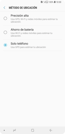 Si seleccionas Precisión alta, el teléfono podrá encontrar tu posición exacta con ayuda de los satélites GPS, la red móvil y una red wifi cercana. El GPS por satélite requiere vista libre al cielo. Si seleccionas Precisión alta, el teléfono podrá encontrar tu posición exacta con ayuda de los satélites GPS, la red móvil y una red wifi cercana. El GPS por satélite requiere vista libre al cielo.