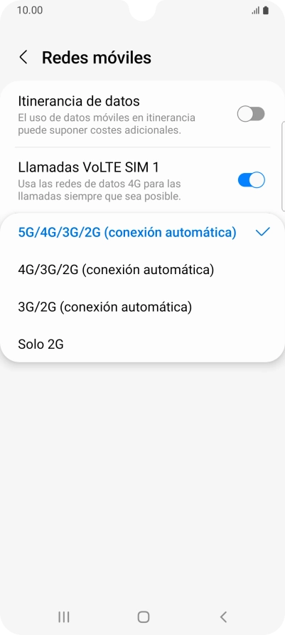 Pulsa el tipo de red deseado. Pulsa el tipo de red deseado.