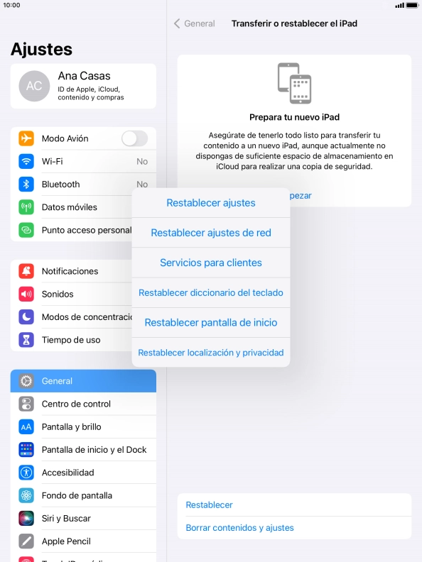 Pulsa Restablecer ajustes. Pulsa Restablecer ajustes.
