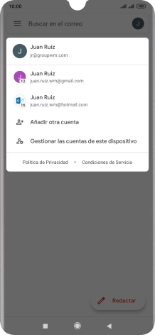 Pulsa la cuenta de correo electrónico deseada. Pulsa la cuenta de correo electrónico deseada.
